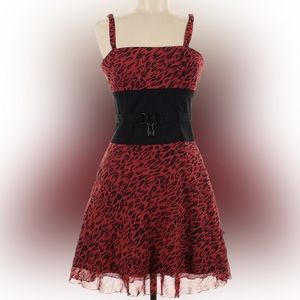 VTG Y2K TrippNYC by Daang Goodman Red Black leopard print lock dress…